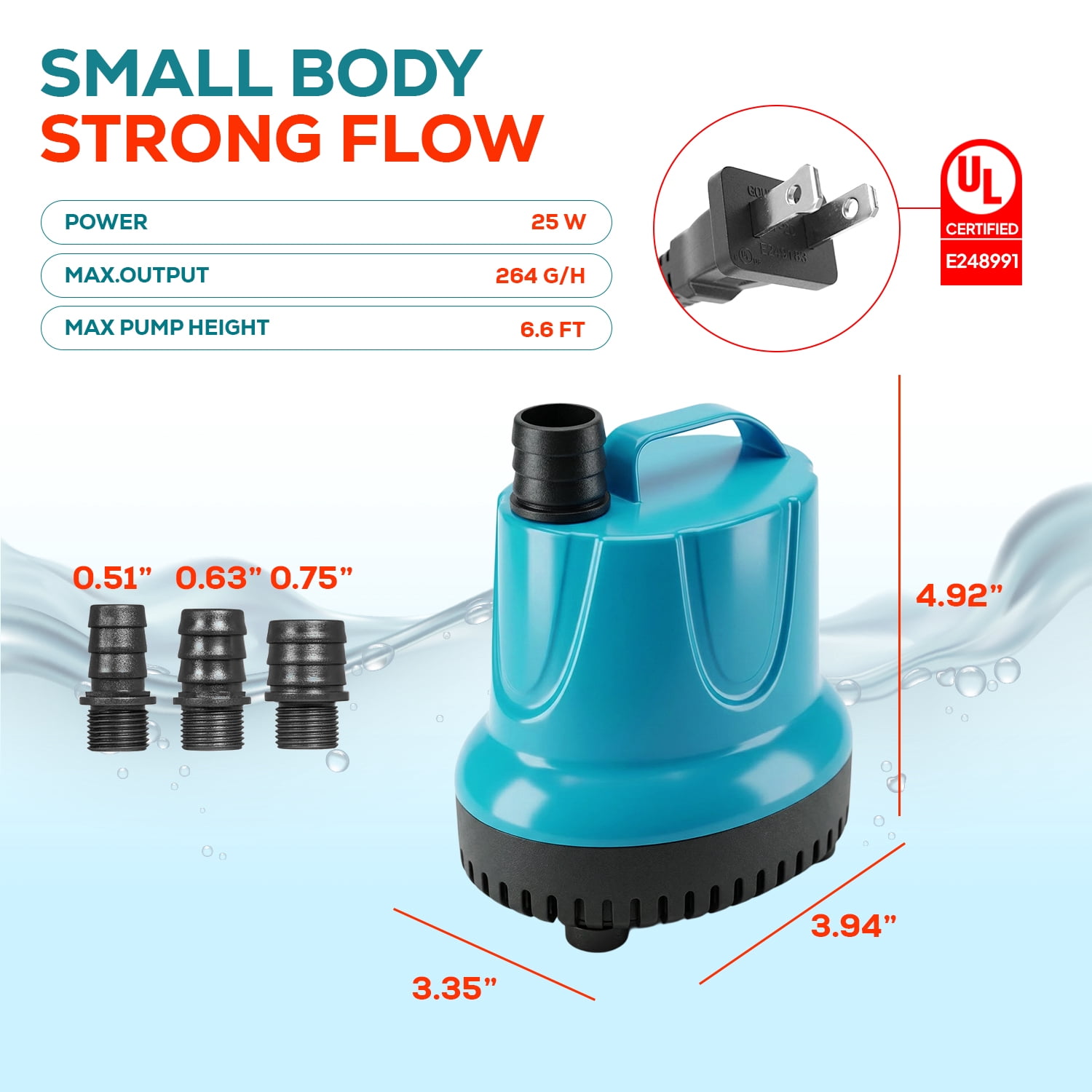 Aqua Dream 396 GPH Submersible Water Pump 40W – Bottom Feed Low Suction Aquarium Pond Fountain Pump, Energy Efficient Ultra Quiet Hydroponic Water Circulation Pump
