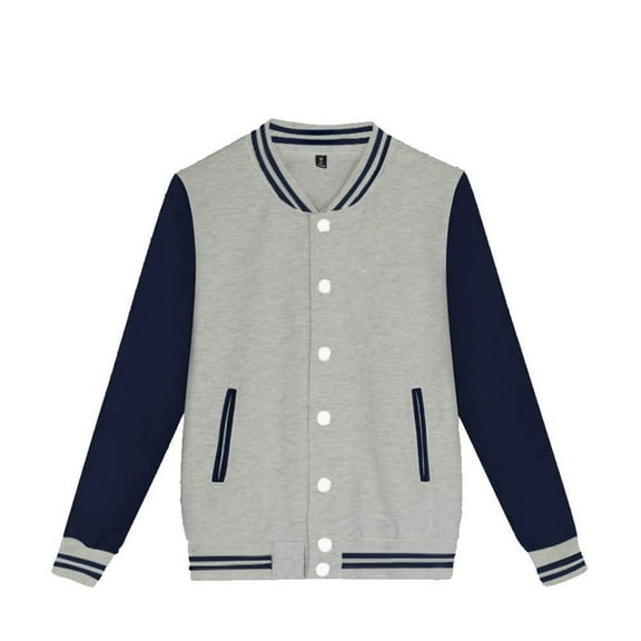 Gyexs Boys Baseball Jacket Raglan Color Block V Neck Winter Coat Thermal Oterwear Kids Clothing (Grey, 110)