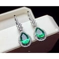 thumbnail image 2 of 3Ct Pear Cut Natural Green Emerald Drop Dangle Earrings 14K White Gold Plated, 2 of 2