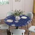 thumbnail image 5 of Navy Blue Snowflake Christmas Round Tablecloth for 36-44 Inch Tables,Fitted Table Cover with Elastic Edge,Rustic Xmas Botanical Waterproof Outdoor Table Cloth Protector for Patio Garden Dinner Picnic, 5 of 9