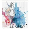 thumbnail image 3 of Ambesonne Fantasy Shower Curtain, Fashion Lady with Hat, 69"Wx84"L, Pink and Blue, 3 of 5