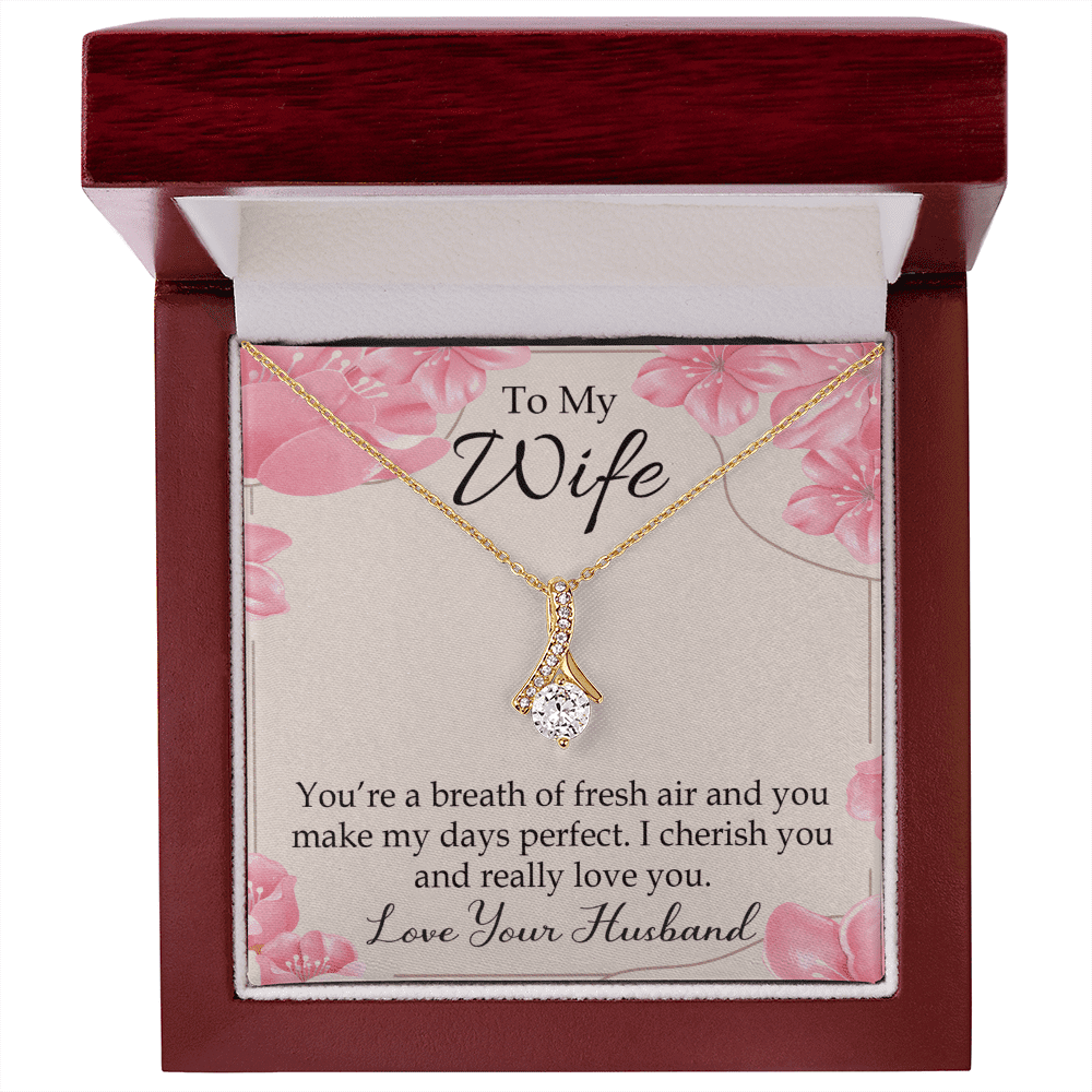 To My Wife You re a Breath of Fresh Air Alluring Ribbon Necklace Message Card