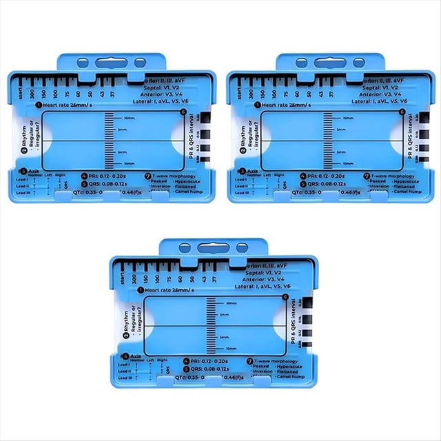 unidades. Regla de ECG de 7 pasos, regla de ECG para interpretación de ECG/EKG, regla de referencia, herramienta de medición de calibrador de ECG