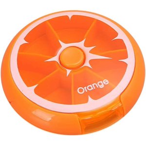 Jinsinto Weekly Pill Organizer Round Pocket Pill Organizer 7 Day Pill Boxes for Household or Travel Rotating Pills Storage Box