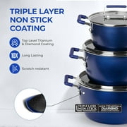Granitestone 6 Pc Pots and Pans Set Non Stick, 1.5Qt, 3Qt, 5Qt Nesting Pots Set for Cooking with Induction Cookware Set, Space Saving, Non Toxic, Dishwasher Safe