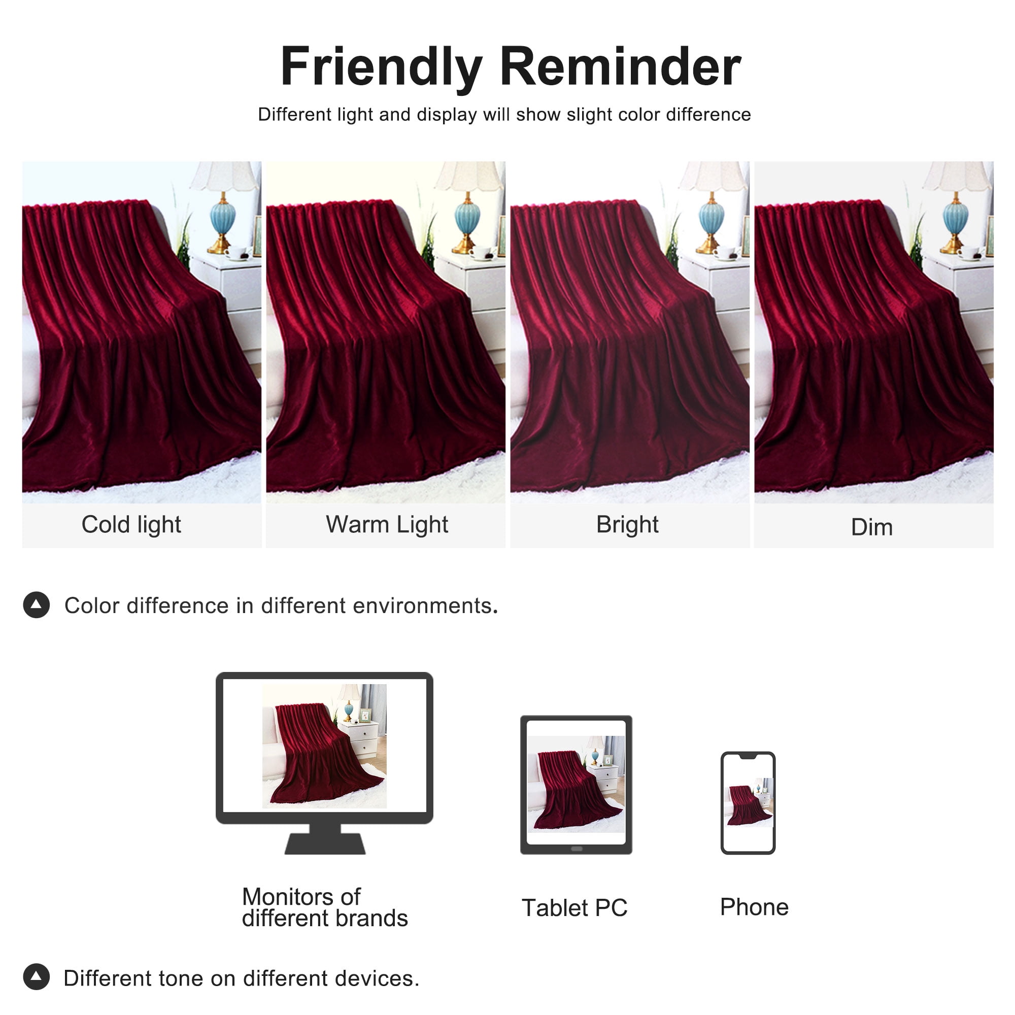 PiccoCasa 1 Pcs Home Warm Soft Microplush Fleece Solid Throw Blanket Burgundy 70" x 78"