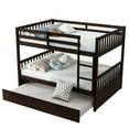 thumbnail image 2 of Noble House Full Over Full Rubber Wood Bunk Bed, Convertible Design with Ladder, Guardrails & Twin Trundle, Espresso, 2 of 13