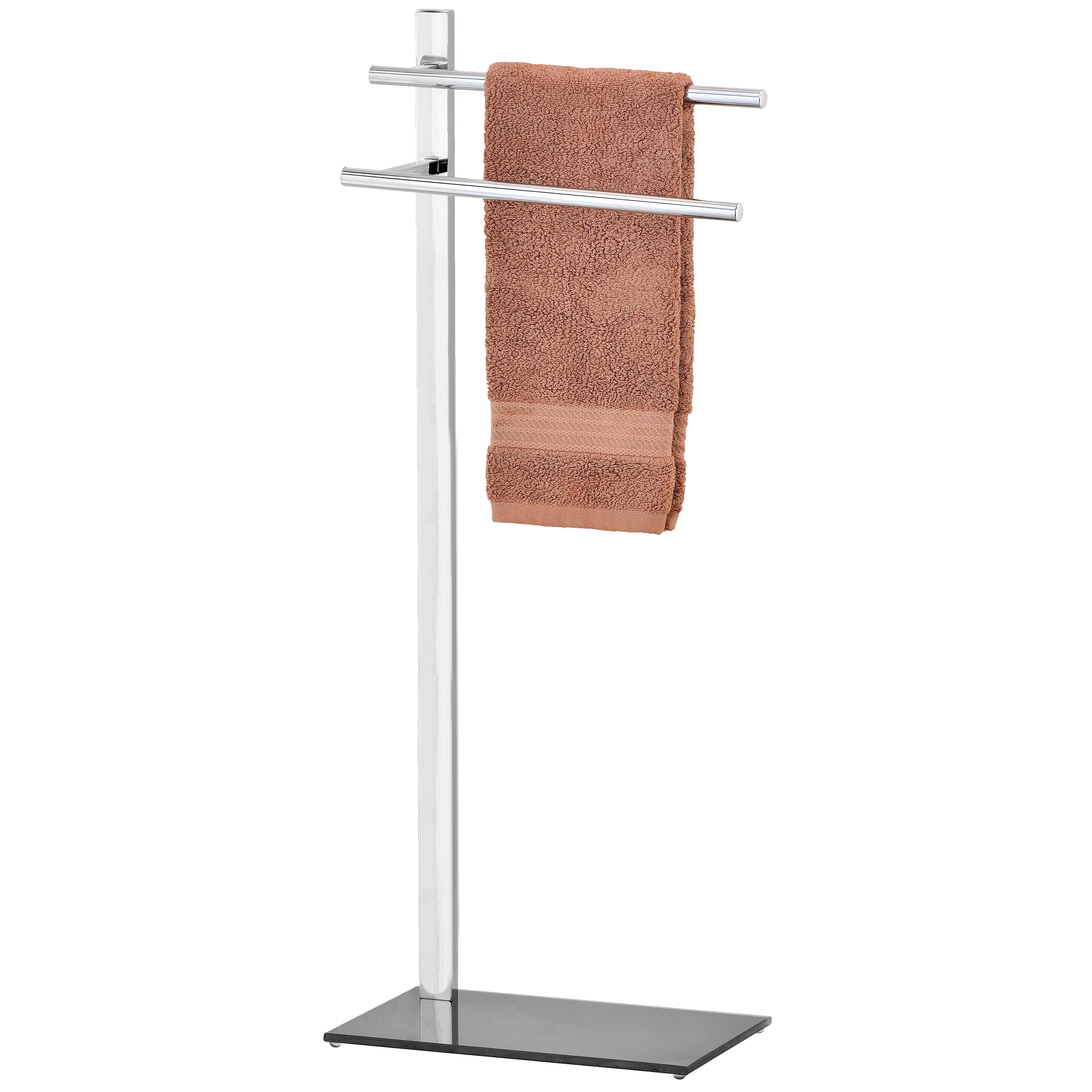 MyGift Freestanding 2 Tier Chrome Plated Bathroom / Kitchen Towel Rack
