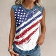thumbnail image 4 of Tank Tops for Women Patriotic Print Round Neck Sleeveless Shirts Casual Loose Fit Trendy Star Stripe Camisole Blouse Sky Blue L, 4 of 6