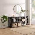 thumbnail image 2 of 3-Tier Industrial Console Table,70.87 inch, Narrow Entry Table Long Table with Storage for Entryway, Living Room, Foyer, Hallway, Black, 2 of 7