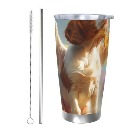 

Ocsxa Rainbow English Cocker Spaniel Pattern 20oz Travel Coffee Mug with Flip Lid Stainless Steel Insulated Insulated Coffee Mug Thermal Cup with Splash Proof Sliding Lid-Straw Two-piece Set