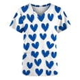 thumbnail image 4 of Scrub Top for Women V Neck Short Sleeve Soft Breathable Dual Pockets Medical Nursing Uniform Working Top Hearts Printed Healthcare Professional Apparel, 4 of 5