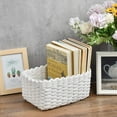 thumbnail image 2 of 3-Piece Woven Storage Basket (White), Towel Basket, Storage Basket, Recycled Paper String Storage, Tabletop Storage, Multifunctional Storage Basket, 2 of 5