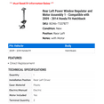 thumbnail image 2 of Rear Left Power Window Regulator and Motor Assembly 1 - Compatible with 2009 - 2014 Honda Fit Hatchback 2010 2011 2012 2013, 2 of 2
