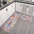 thumbnail image 3 of Bohemian Geometric Diamond Design Kitchen Rugs and Mats Sets Of 2, Funny Kitchen Decoration Rubber Backing Non-Slip Absorbent Mats for Sink Waterproof Runner Rug for Laundry Room 17x30+17x48inch, 3 of 7