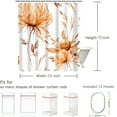 thumbnail image 7 of Orange Grey Watercolor Floral Shower Curtain, Flower Leaves  Aesthetic Art Bathroom Decor, Waterproof Fabric with 12 Hooks,72x72 in, 7 of 7