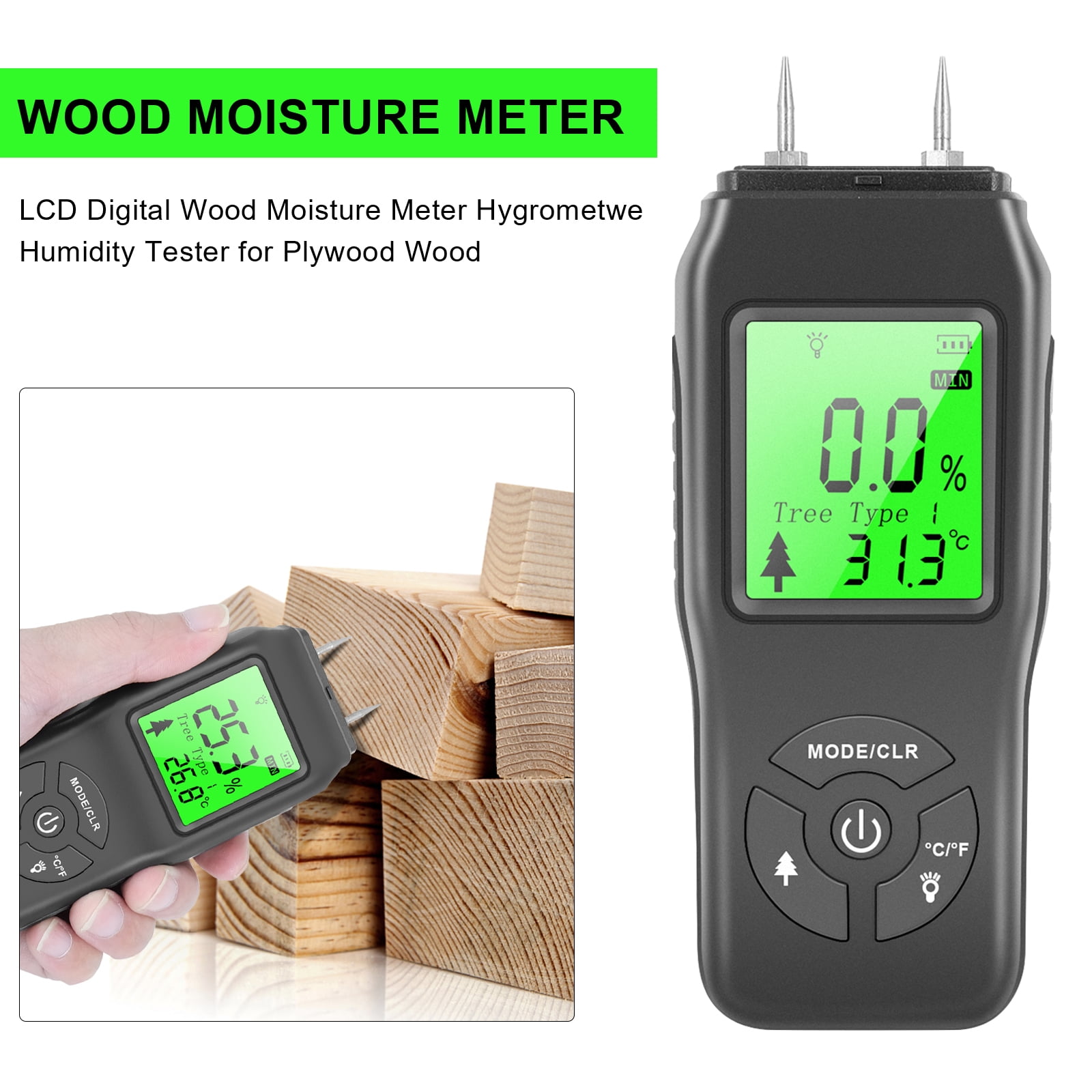 Digital Hygrometer Hygrometer Concrete Wall Moisture Meter Digital Moisture  Meter Humidity Monitor Moisture Content Detector Measuring Range 0 to 40%:  : Tools & Home Improvement