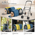 thumbnail image 3 of MoNiBloom 4 in 1 Double Pet Stroller, Foldable Cat Stroller for 2 Cats/Dogs with Detachable Carrier Bags & Rear Brakes, Navy Blue/Yellow, 3 of 12