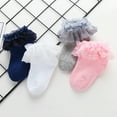 thumbnail image 2 of SPRING PARK 1 Pair Cute Newborn Baby Girl Solid Color Breathable Cotton Elastic Princess Lace Short Socks, 2 of 4