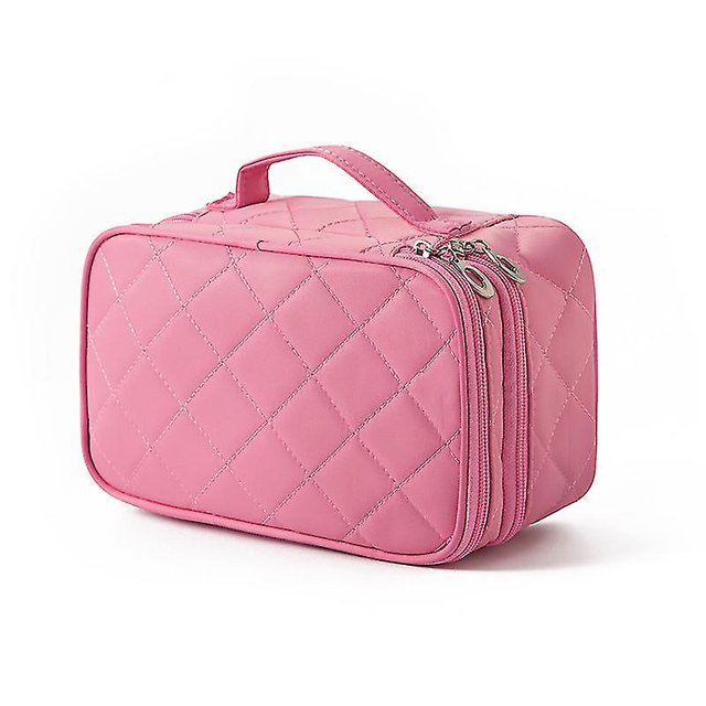 Neceser de viaje para maquillaje para mujer, bolsa de aseo portátil (23 x 14 x 10 cm), bolsa de cosméticos de gran capacidad de 2 capas con compartimento para cepillos y espejo