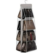 CJUAN Handbag Hanging Organizer, 8 Pocket Hanging Purse Organizer Handbag Storage Hanger Oxford Cloth Closet Organizer for Family Closet Bedroom, Foldable and Universal Fit, Grey