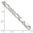 thumbnail image 2 of 925 Sterling Silver Solid Polished 4.25mm Figaro Chain Bracelet 7 Inch Lobster Claw Link Bracelet for Women and Men, 2 of 2