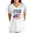thumbnail image 6 of KDDYLITQ United States 250th Anniversary Tshirt for Women Birthday Usa Flag Short Sleeve Scrubs Tops Causal National Flag Print July 4th T-Shirts 250 Years Birthday Floral V Neck Tees White 4XL, 6 of 7