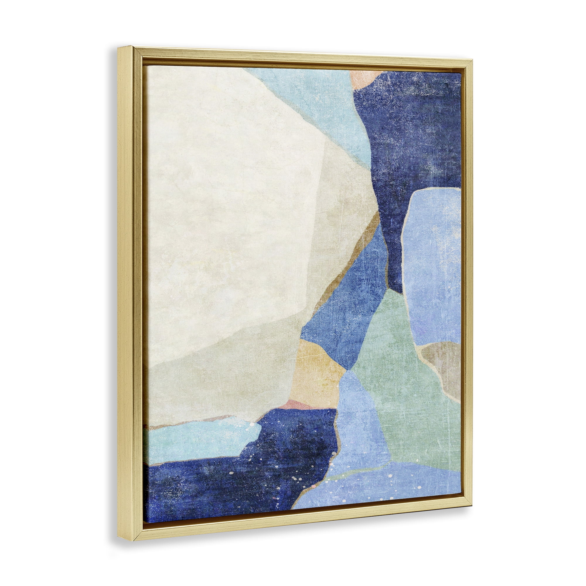 Stupell Industries Geometric Patterned Shapes Abstract Painting Gold Floater Framed Canvas Art Print Wall Art, 25 x 31