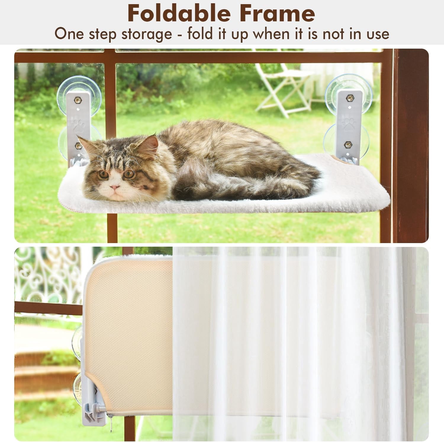 RunMin Grocery Store Cordless Cat Window Perch, Cat Hammock for Wall