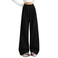 thumbnail image 2 of Pantalones drapeados de cintura alta y pierna ancha para mujer - Material de poliéster - Pantalones informales S-XL, 2 of 5
