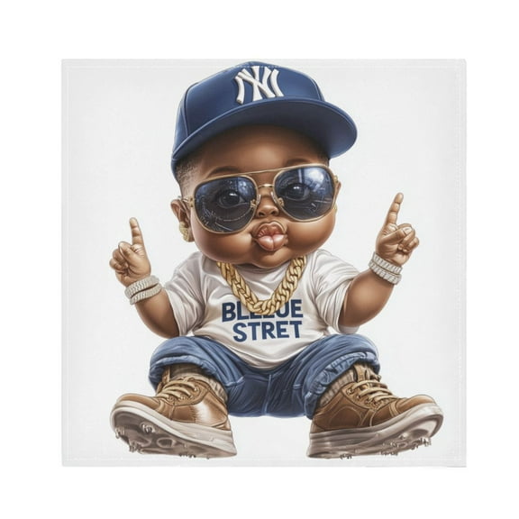 Satin Polyester Napkins - 20x20 InchSingle-Sided Printed Napkins, 1-Piece/4-Piece/6-Piece Set, DIY Personalized Table Setting，Caricature Cartoon