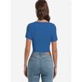 thumbnail image 2 of Womens Summer Short Sleeve T Shirts Knit Slim Fit One Piece Cutout Scoop Neck Going Out Date Night Tops, 2 of 6