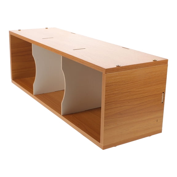 ETHZZLE Home Use Wooden Cd Dvd Storage Rack Shelf Light Brown Finish