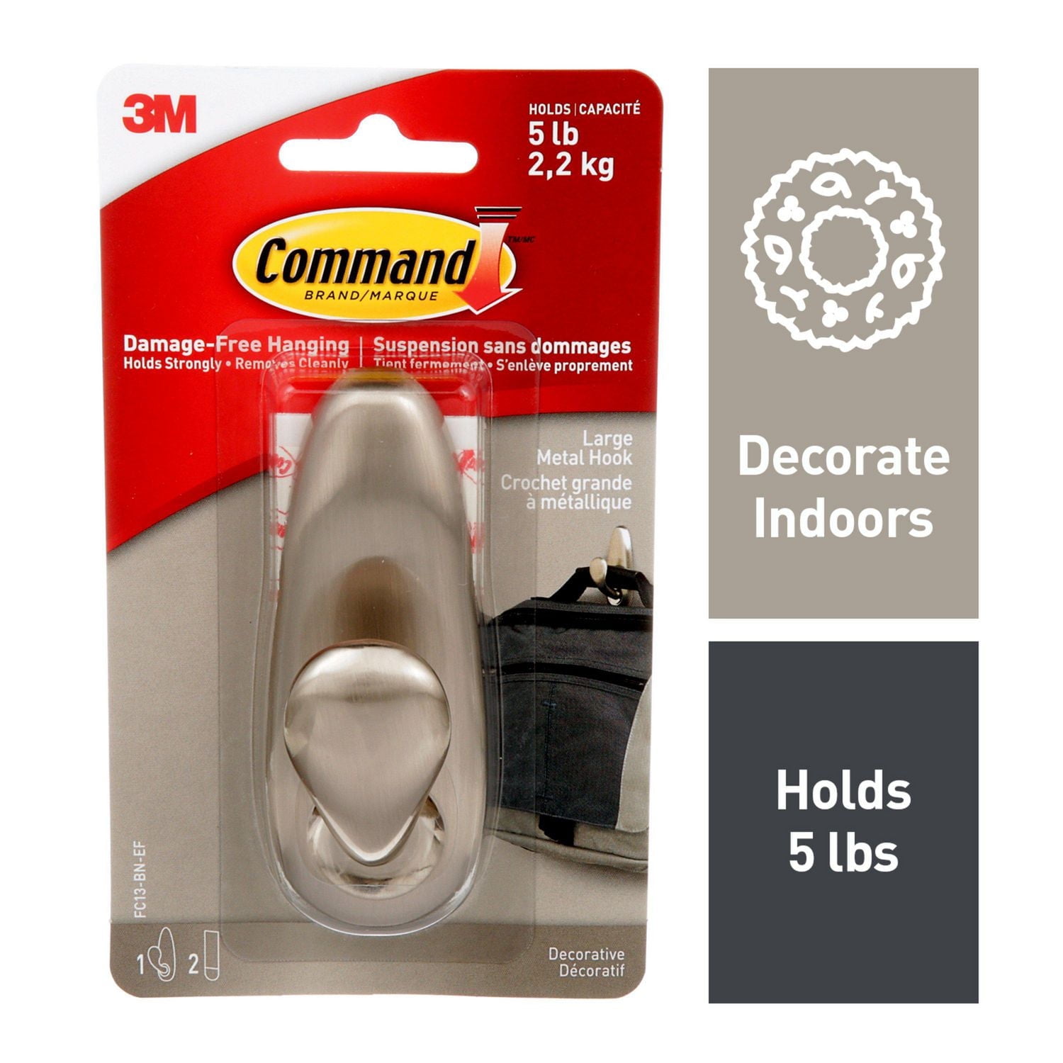 Command™ Decorative Metal Hook FC13-BN-EF, Large