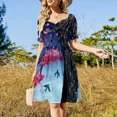 thumbnail image 4 of Vestido de manga corta con flores de cerezo Ropa de mujer Vestidos de mujer Vestido de verano para mujer Vestidos para mujer, 4 of 7