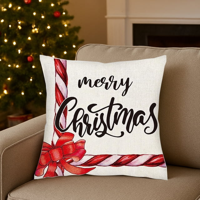 45cm Christmas Themed Pillowcase Holiday Decoration Sofa Cushion Cover Multiple Patterns Polyester