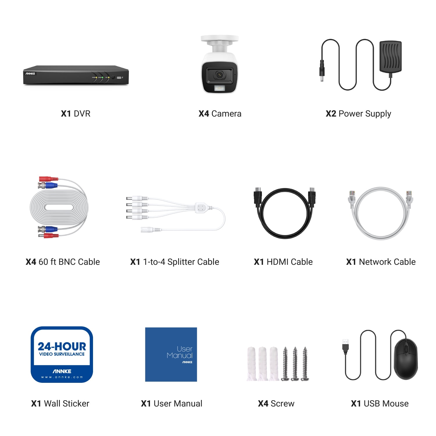 ANNKE 8CH 8MP Home Security Camera System for Indoor and Outdoor, AI DVR and 4x4K IP67 Bullet Home & Surveillance Cameras, Work with Alexa, Smart Dual Light, 0TB HDD