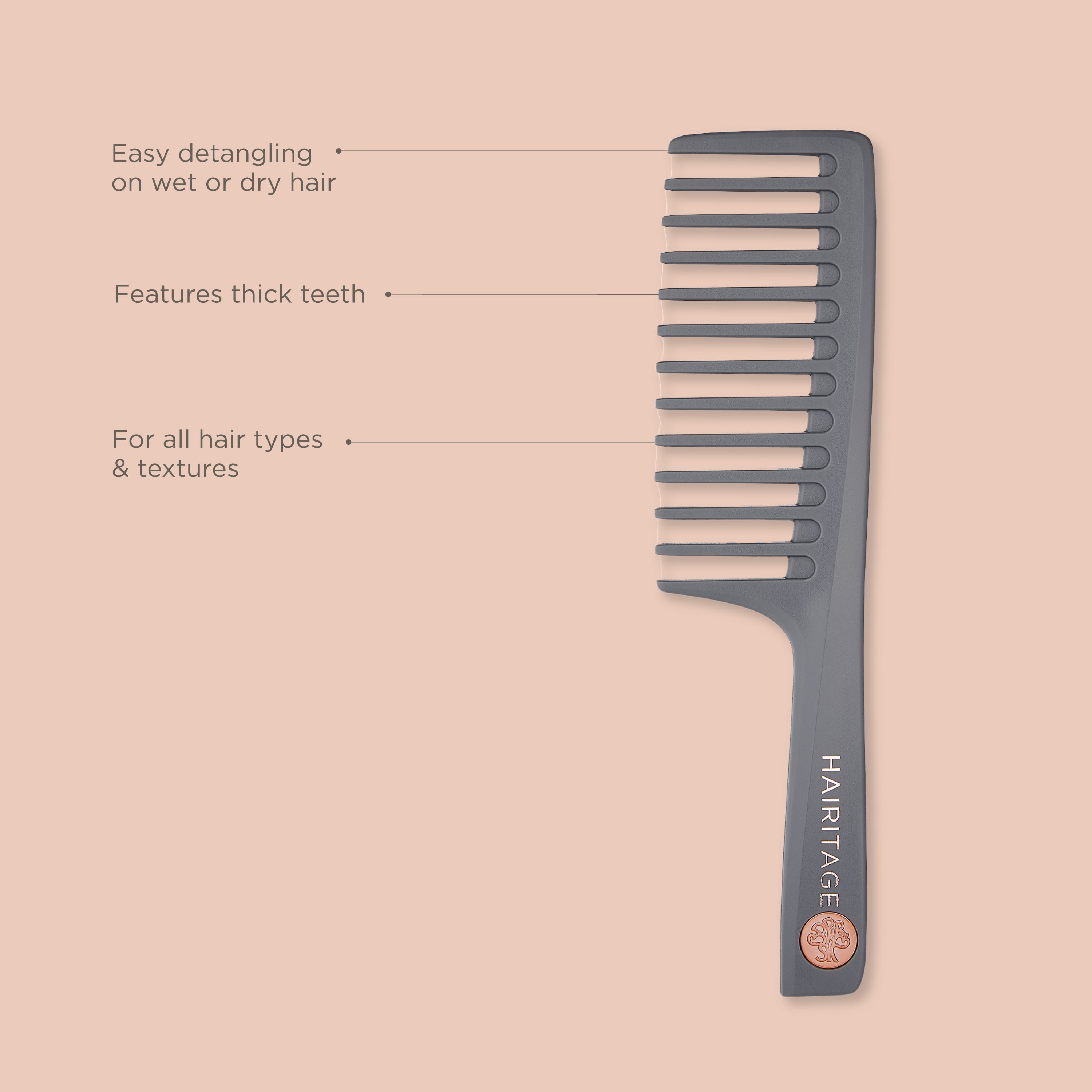 Hairitage Smooth Talker Wide Tooth Nylon Hair Comb, 1 PC