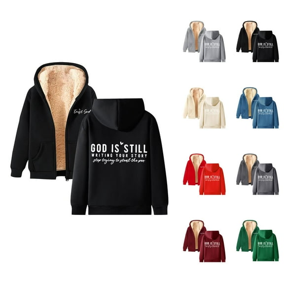 Womens Hoodie 2025 Fall Winter Fleece Lined Zip Up Christian Hoodies with Pocket Hooded Sweatshirt Hoodie Women Jacket