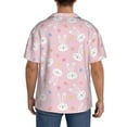 thumbnail image 5 of Cauagu Easter Cute Rabbit Men's Short Sleeve Button Down Hawaiian Shirt for Men Bowling Shirts Casual Summer Beach Shirt,4X-Large, 5 of 6