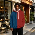 thumbnail image 6 of Men’s Loose Fit Color Block Pullover Hoodie, Contrast Split‑Tone Drawstring Hooded Sweatshirt, Casual Sport Top For Daily Outings And Light Outdoor Use, 6 of 6