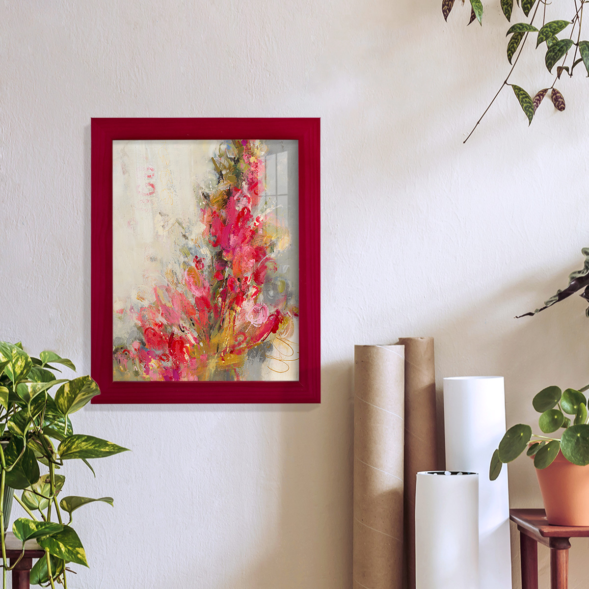 Flip Side - Framed Print w/glass - Cherry Red
