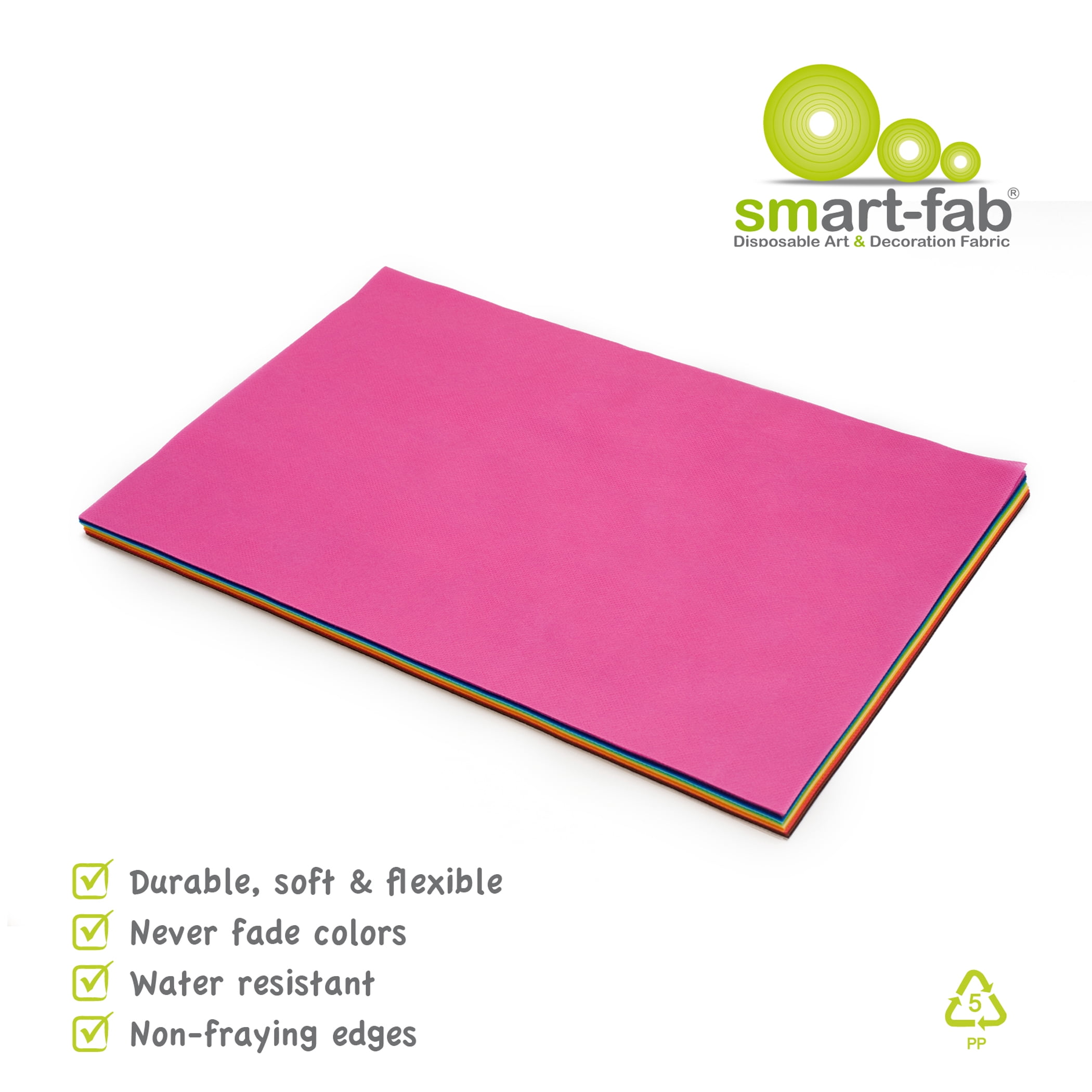 Smart-Fab Art & Decoration Fabric Sheets, 12" x 18", Assorted, 45 Sheets Per Pack, 2 Packs