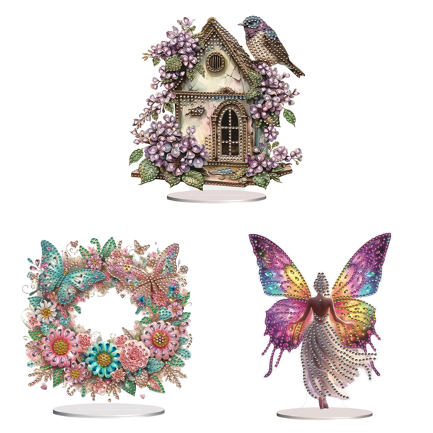 Kits Adornos para Mesa DIY Casa Pájaros Acrílicos Principiantes