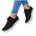 thumbnail image 2 of Willtoo Women's 2025 Fashion Lace Up Platform Sneakers Low Top Slip on Comfortable Shoes Casual Tennis Walking Non Slip Sneaker Black, 2 of 4