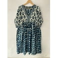 thumbnail image 5 of Indigo Dabu Work Block Printed Cotton Dress,Floral Dress,Cotton Block Print Dress, Long Dressing Gown,Indian Cotton Dress, 5 of 9