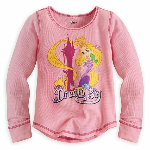 Disney Store Princess Tangled Rapunzel Long Sleeve Thermal T Shirt Girl Size 5/6