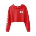 thumbnail image 3 of iEFiEL Kid Girls Butterflies Printed Hoodies Long Sleeve Dance Crop Top Pullover Sweatshirt Red 12, 3 of 5