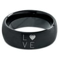 thumbnail image 2 of Tungsten Love Heart Pleasure Positive Emotions Band Ring 8mm Men Women Comfort Fit Black Dome Brushed Polished, 2 of 4