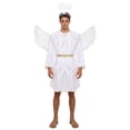 thumbnail image 2 of Aislor Angel Men's Halloween Cosplay Outfits Plain Satin Gown with Angel Wings & Headband White S, 2 of 7